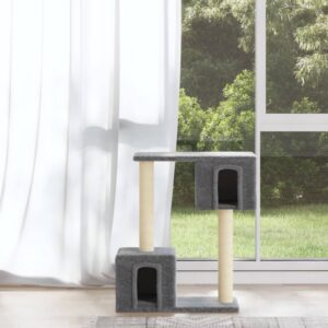Világosszürke macskabútor szizál kaparófákkal 60 cm