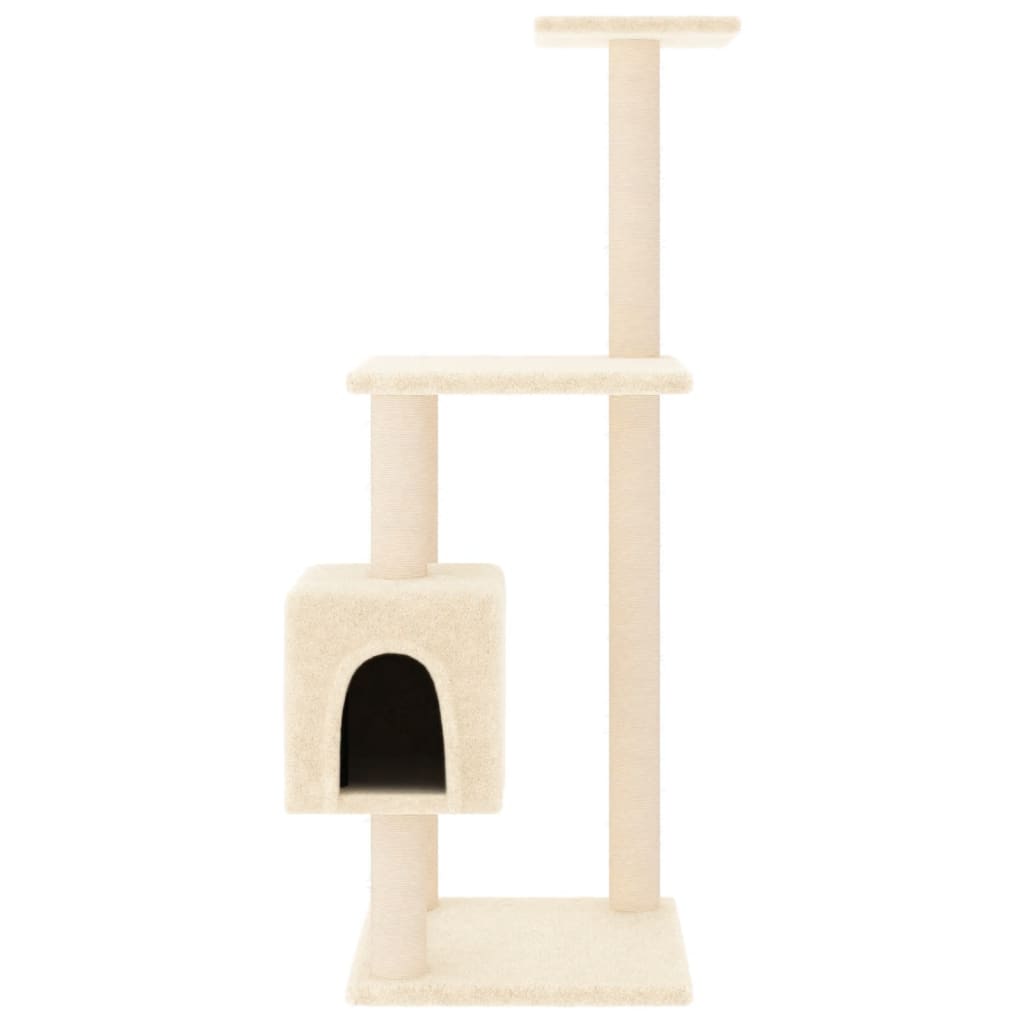 Krémszínű macskabútor szizál kaparófákkal 104 cm - Image 3