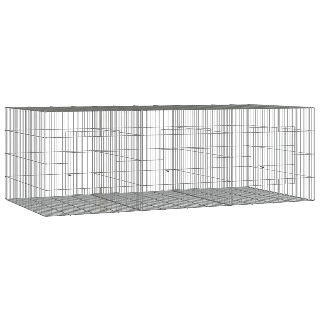 3 paneles horganyzott vas nyúlketrec 163 x 79 x 54 cm - Image 2