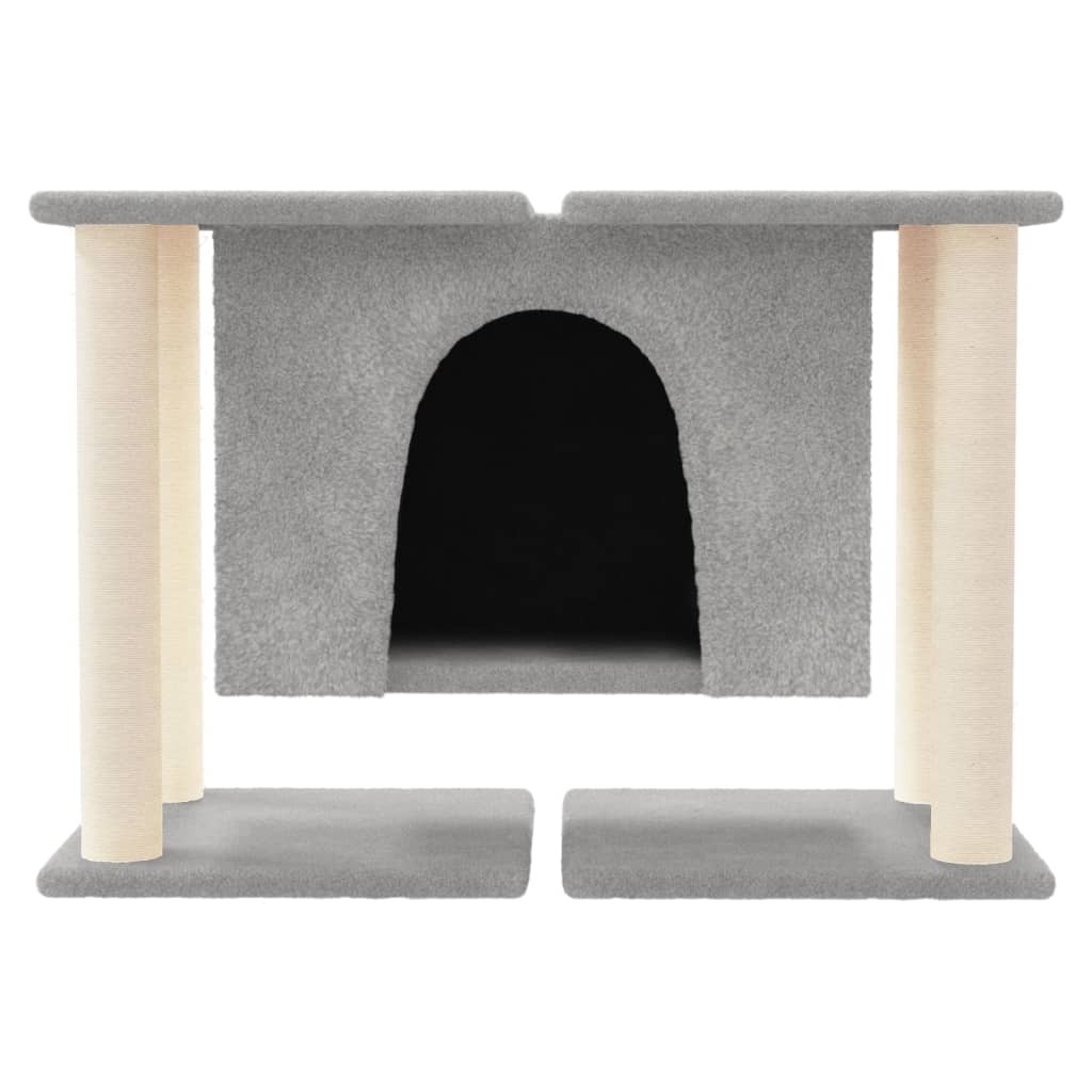 Világosszürke macskabútor szizál kaparófákkal 50 cm - Image 3