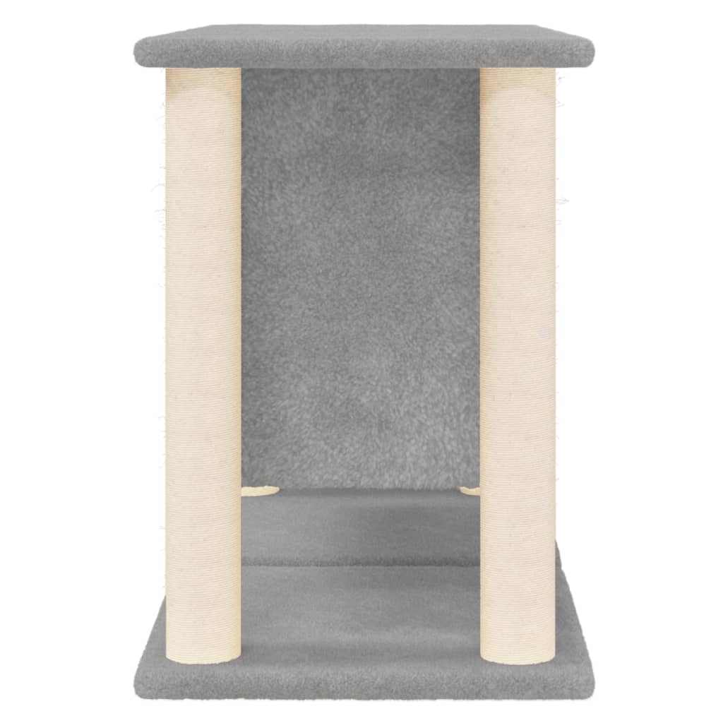 Világosszürke macskabútor szizál kaparófákkal 50 cm - Image 5
