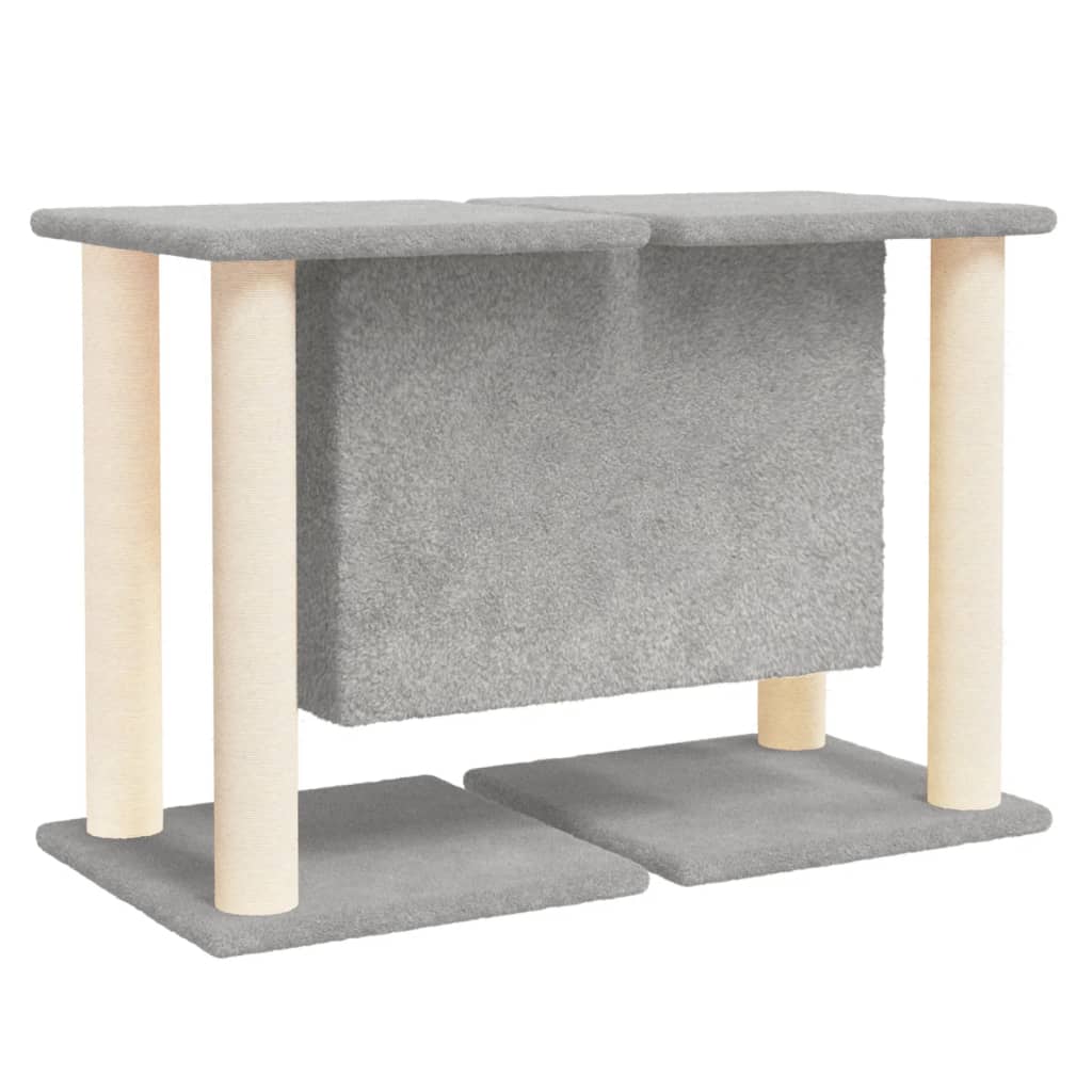 Világosszürke macskabútor szizál kaparófákkal 50 cm - Image 4