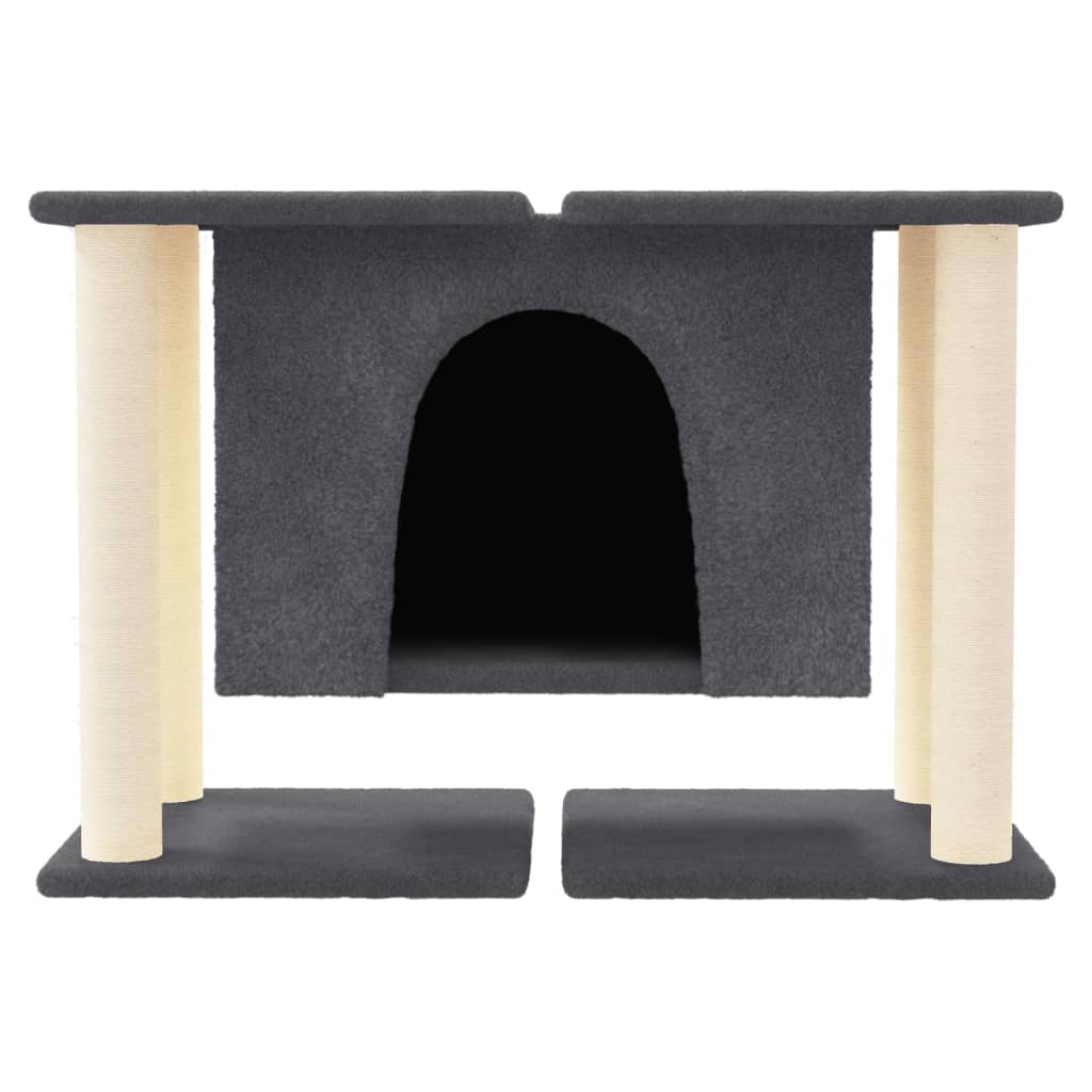 Sötétszürke macskabútor szizál kaparófákkal 50 cm - Image 3