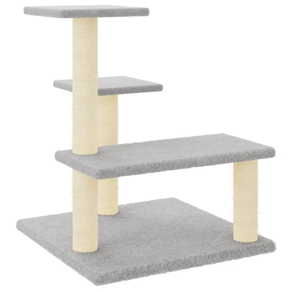 Világosszürke macskabútor szizál kaparófákkal 61 cm - Image 2