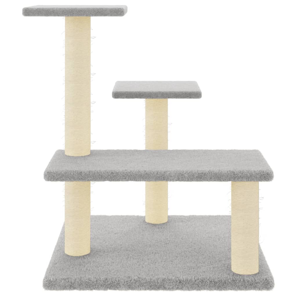 Világosszürke macskabútor szizál kaparófákkal 61 cm - Image 3