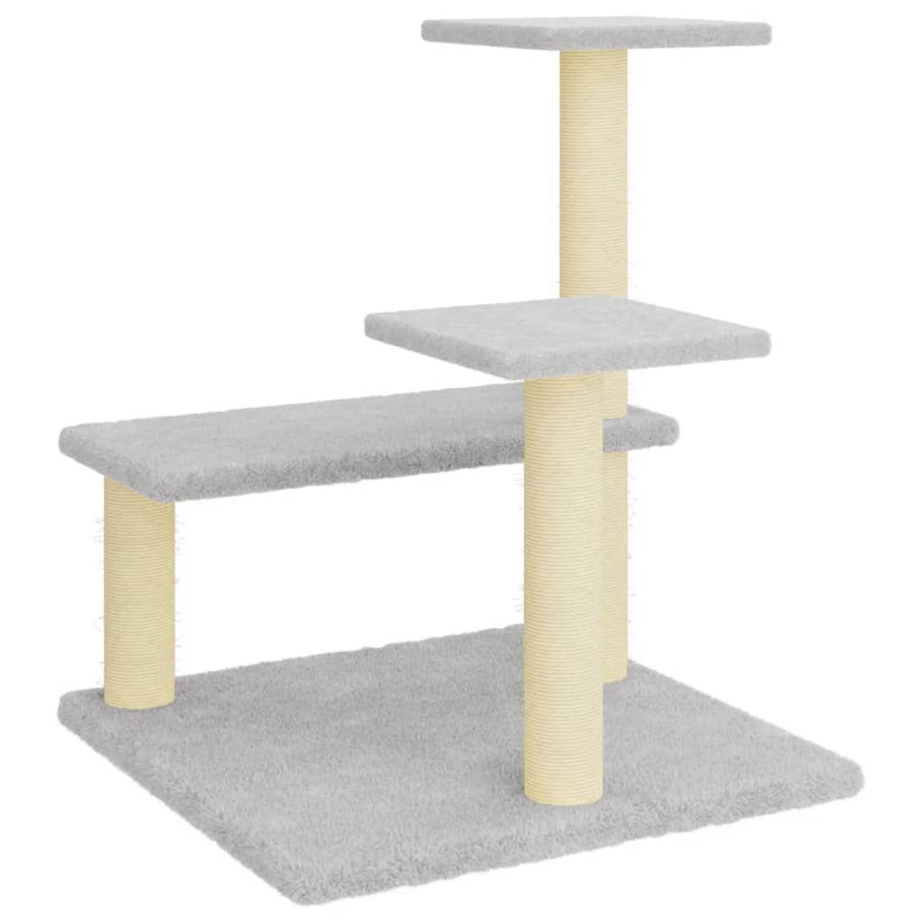 Világosszürke macskabútor szizál kaparófákkal 61 cm - Image 4