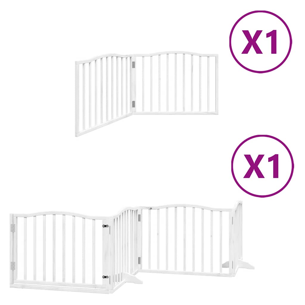 Fehér nyárfa 6 paneles összecsukható kutyakapu ajtóval 480 cm - Image 2