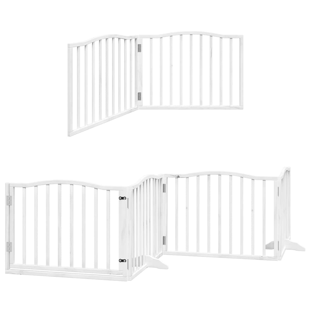 Fehér nyárfa 6 paneles összecsukható kutyakapu ajtóval 480 cm - Image 3