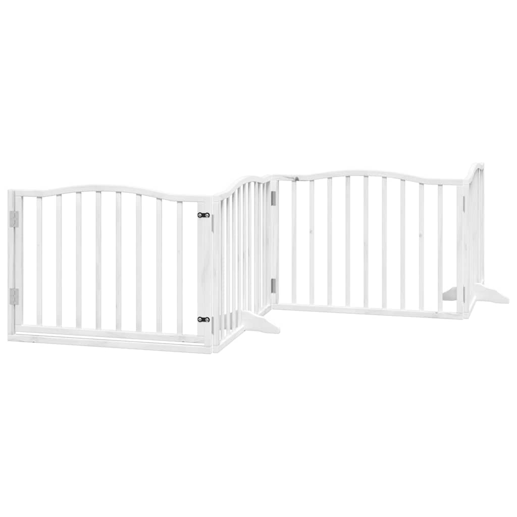 Fehér nyárfa 6 paneles összecsukható kutyakapu ajtóval 480 cm - Image 4