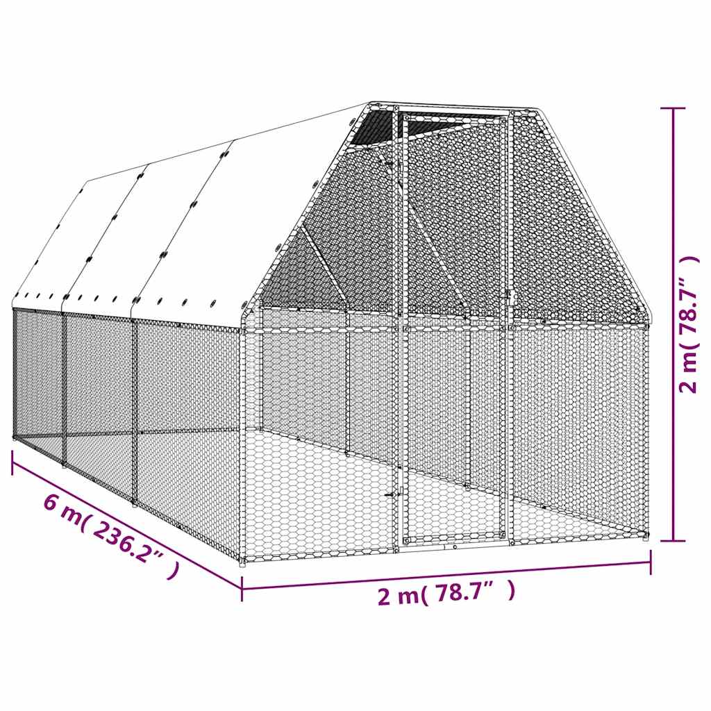 Horganyzott acél tyúkól 2 x 6 x 2 m - Image 5