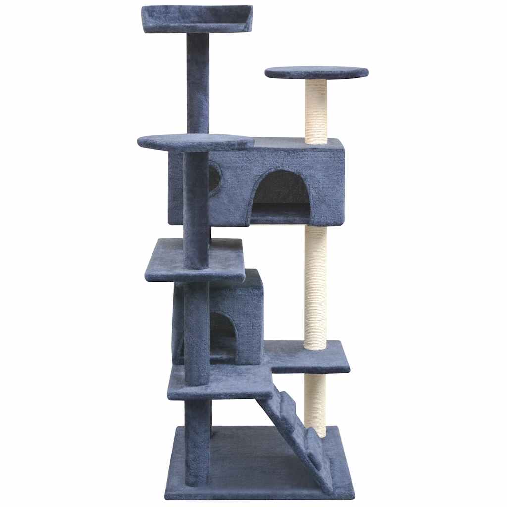 Sötétkék macskabútor szizál kaparófákkal 125 cm - Image 2