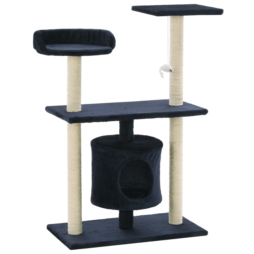 Sötétkék macskabútor szizál kaparófákkal 95 cm - Image 2