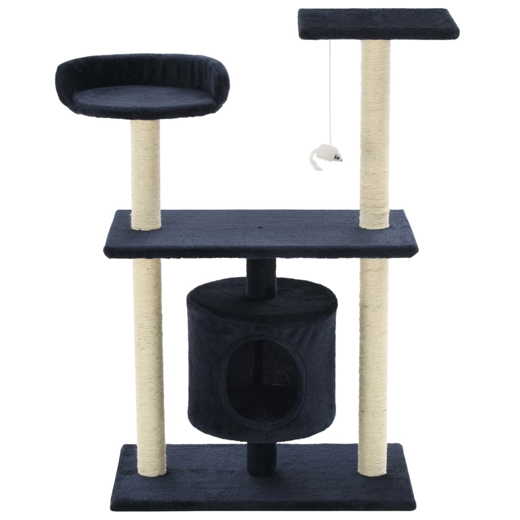 Sötétkék macskabútor szizál kaparófákkal 95 cm - Image 3