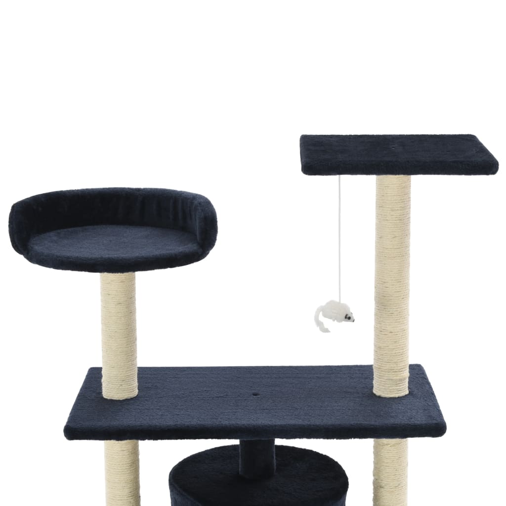 Sötétkék macskabútor szizál kaparófákkal 95 cm - Image 4