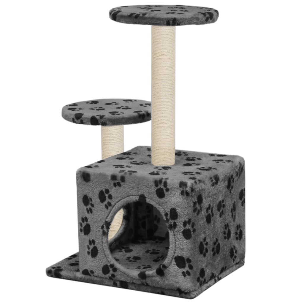Szürke mancs mintás macskabútor szizál kaparófákkal 60 cm - Image 3