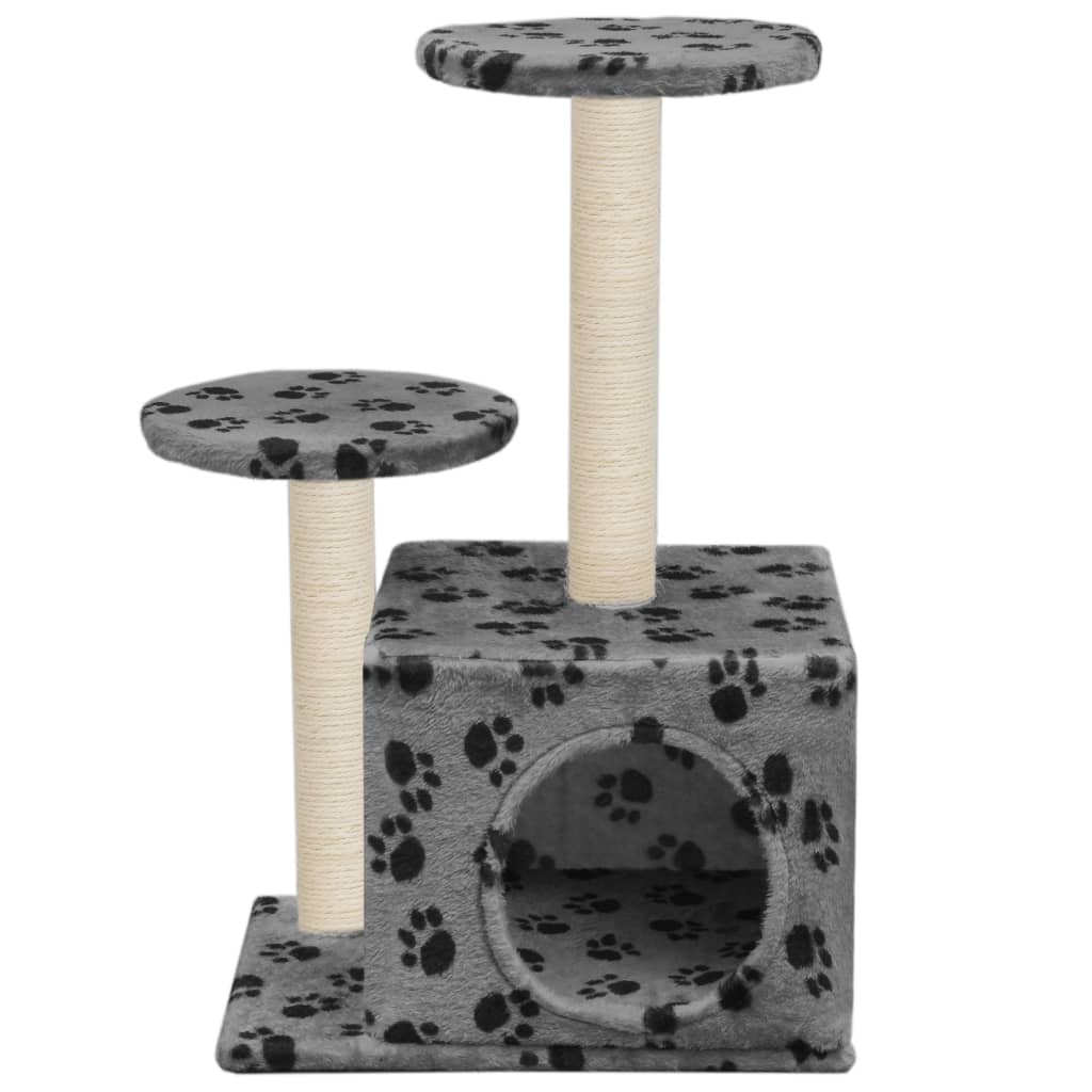 Szürke mancs mintás macskabútor szizál kaparófákkal 60 cm - Image 4