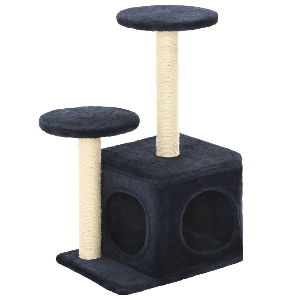 Sötétkék macskabútor szizál kaparófákkal 60 cm - Image 2