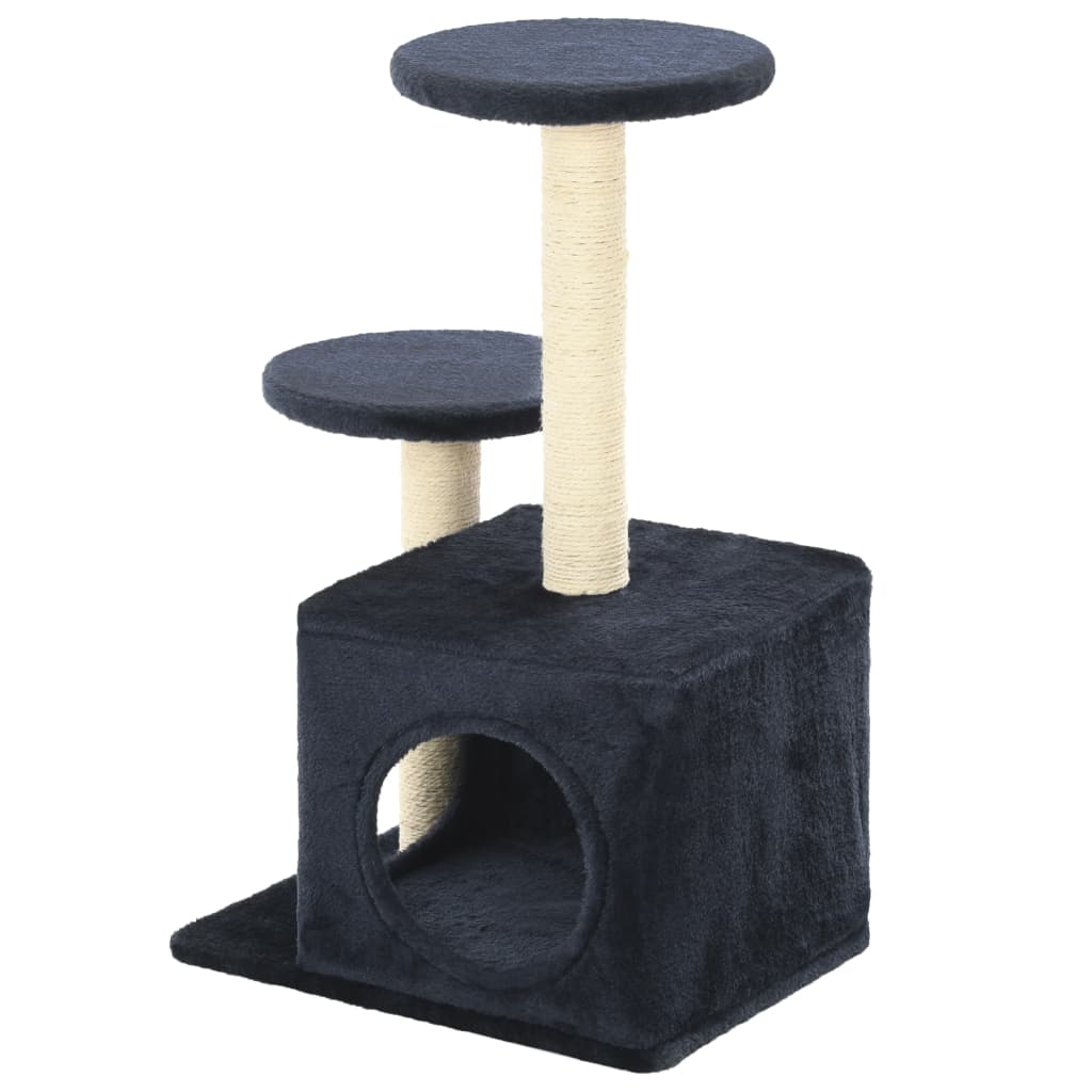 Sötétkék macskabútor szizál kaparófákkal 60 cm - Image 3