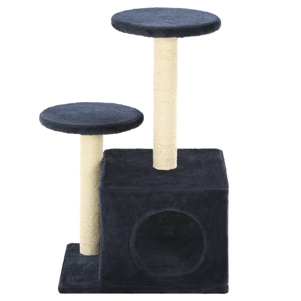 Sötétkék macskabútor szizál kaparófákkal 60 cm - Image 4