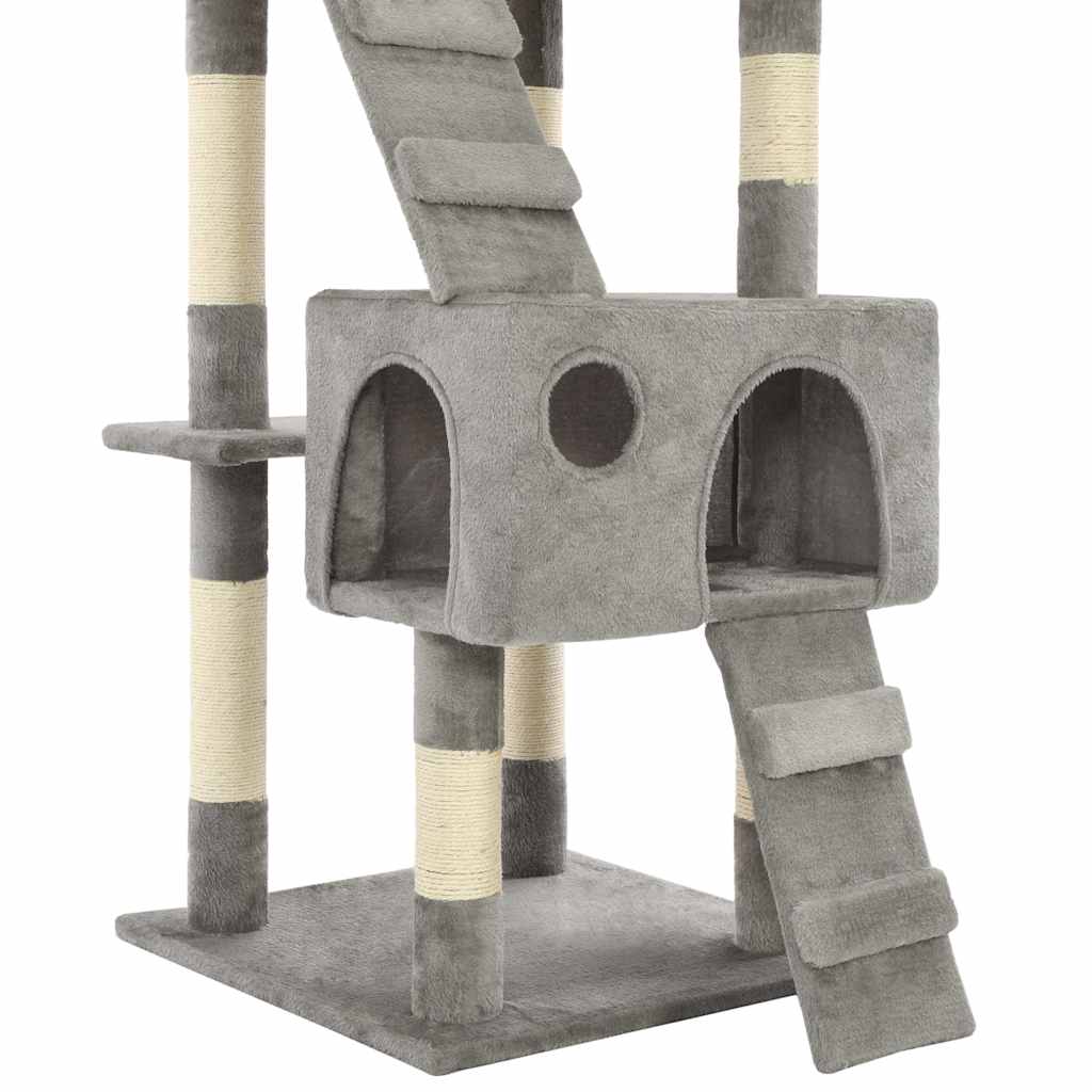 Szürke macskabútor szizál kaparófákkal 170 cm - Image 5