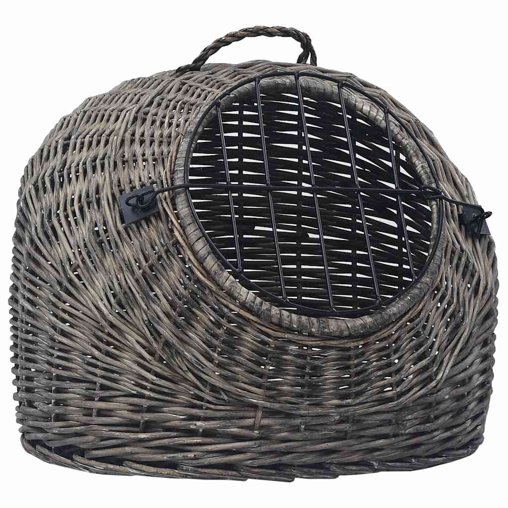 Szürke természetes fűzfa macskaszállító kosár 45 x 35 x 35 cm - Image 3