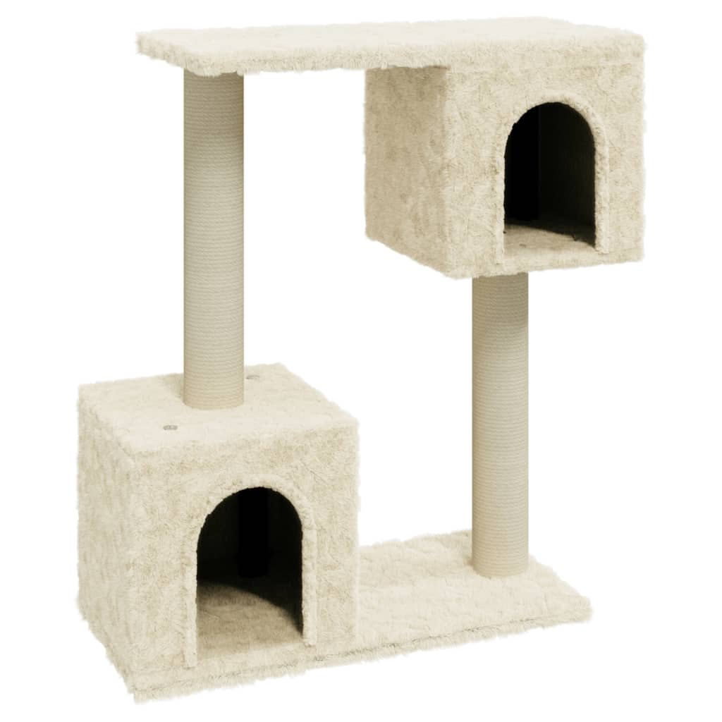Krémszínű macskabútor szizál kaparófákkal 60 cm - Image 2