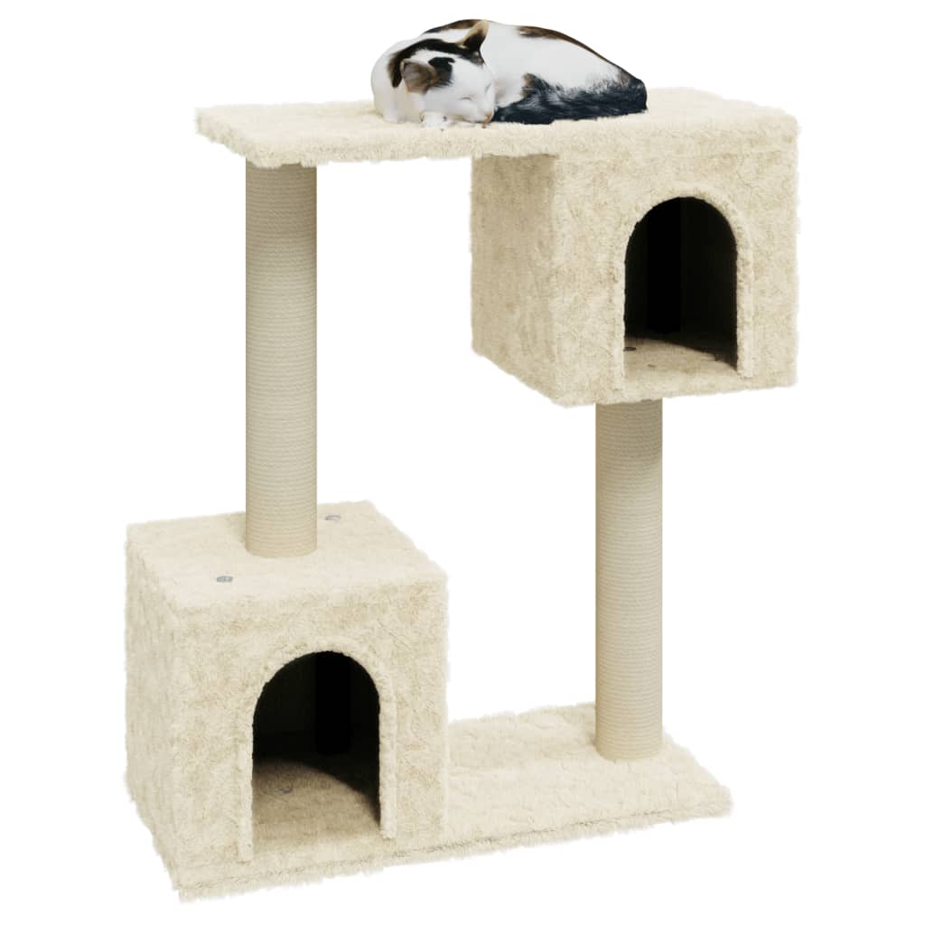 Krémszínű macskabútor szizál kaparófákkal 60 cm - Image 5