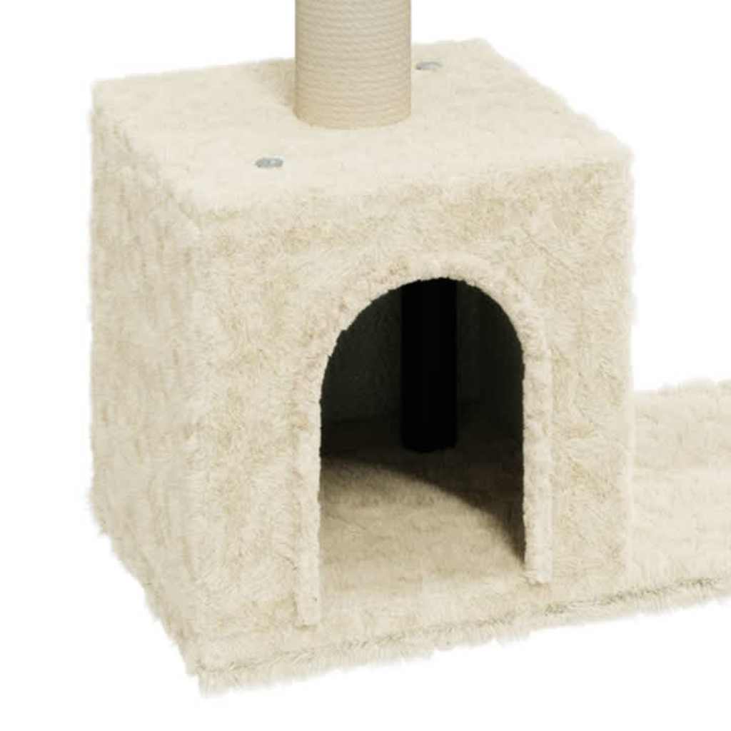 Krémszínű macskabútor szizál kaparófákkal 60 cm - Image 4