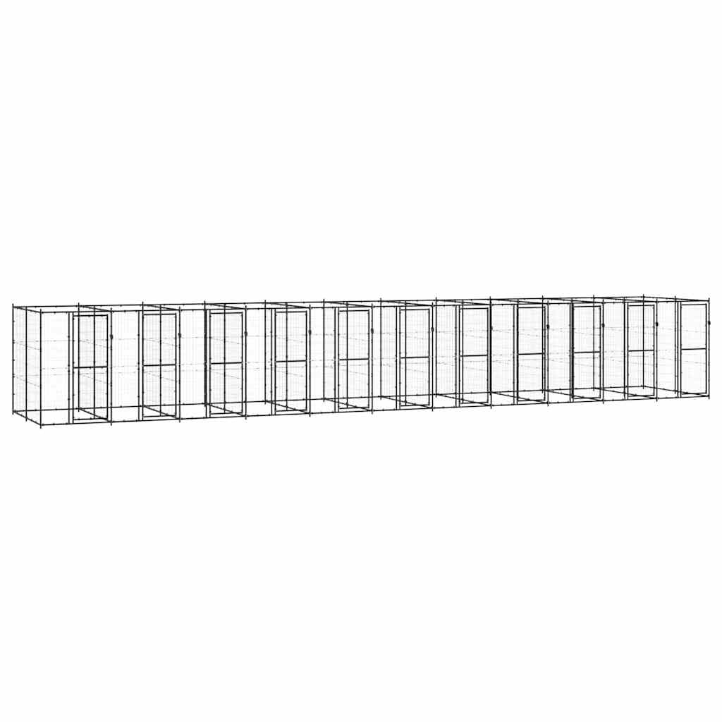Kültéri acél kutyakennel 26,62 m²