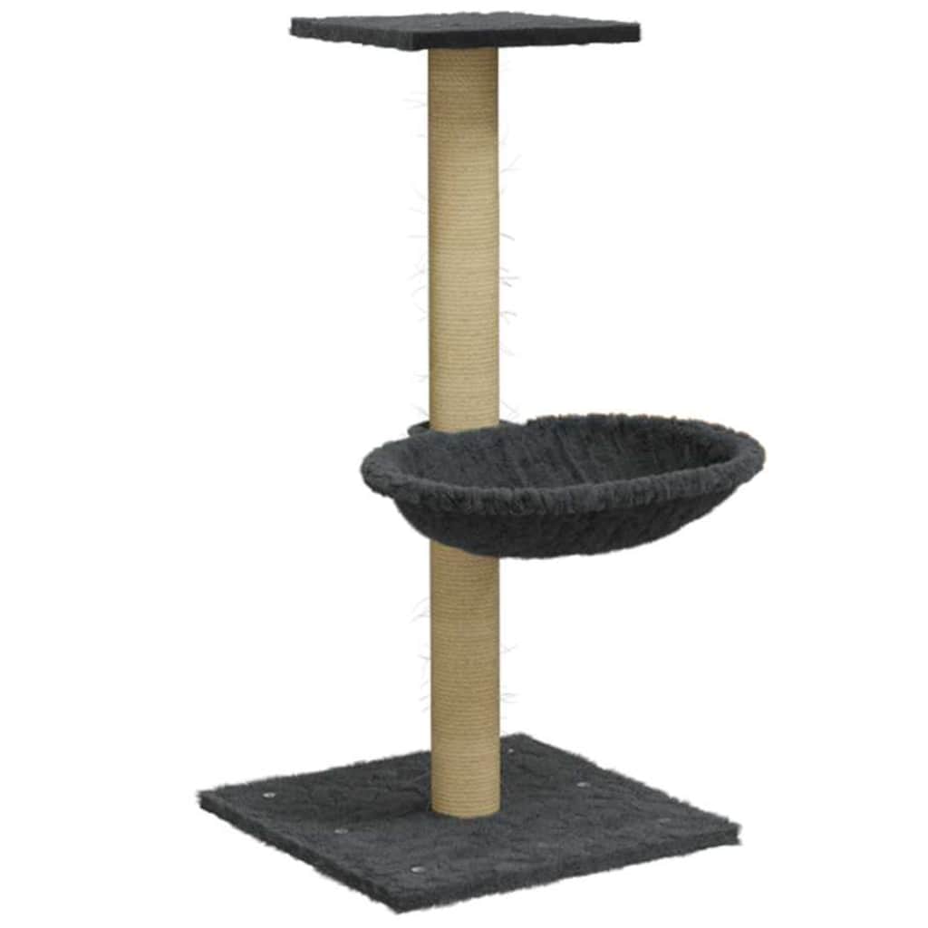 Sötétszürke macskabútor szizál kaparófával 74 cm - Image 2