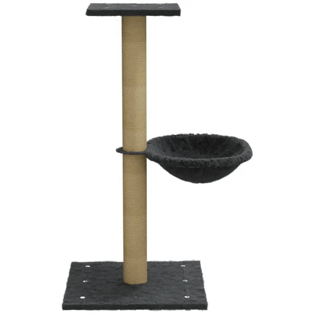 Sötétszürke macskabútor szizál kaparófával 74 cm - Image 5