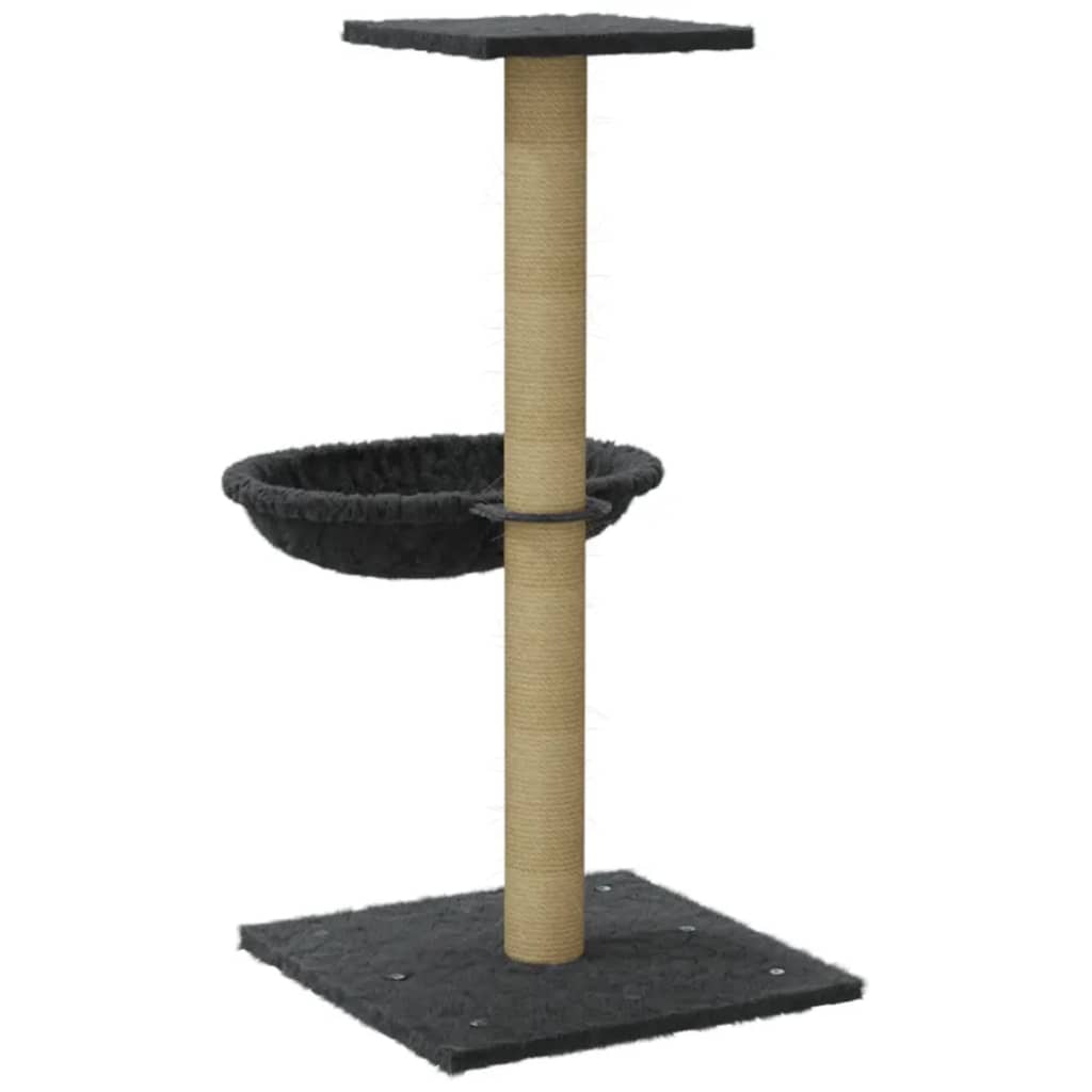 Sötétszürke macskabútor szizál kaparófával 74 cm - Image 4