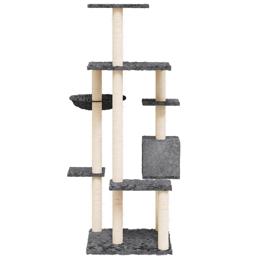 Sötétszürke macskabútor szizál kaparófával 142 cm - Image 5