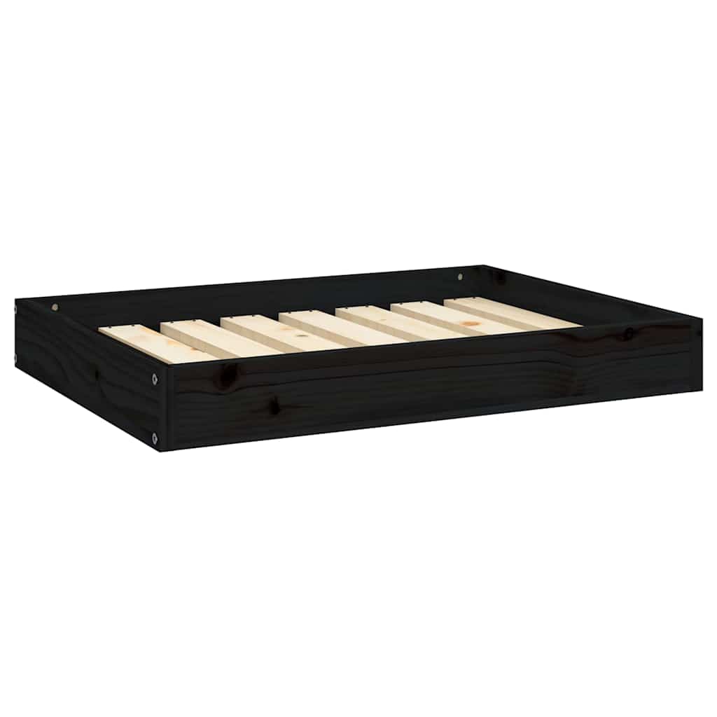 Fekete tömör fenyőfa kutyaágy 71,5x54x9 cm - Image 2