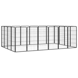 20-paneles fekete porszórt acél kutyakennel 50 x 100 cm