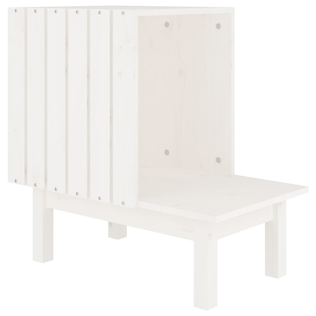 Tömör fenyőfa macskaház fehér 60 x 36 x 60 cm - Image 2