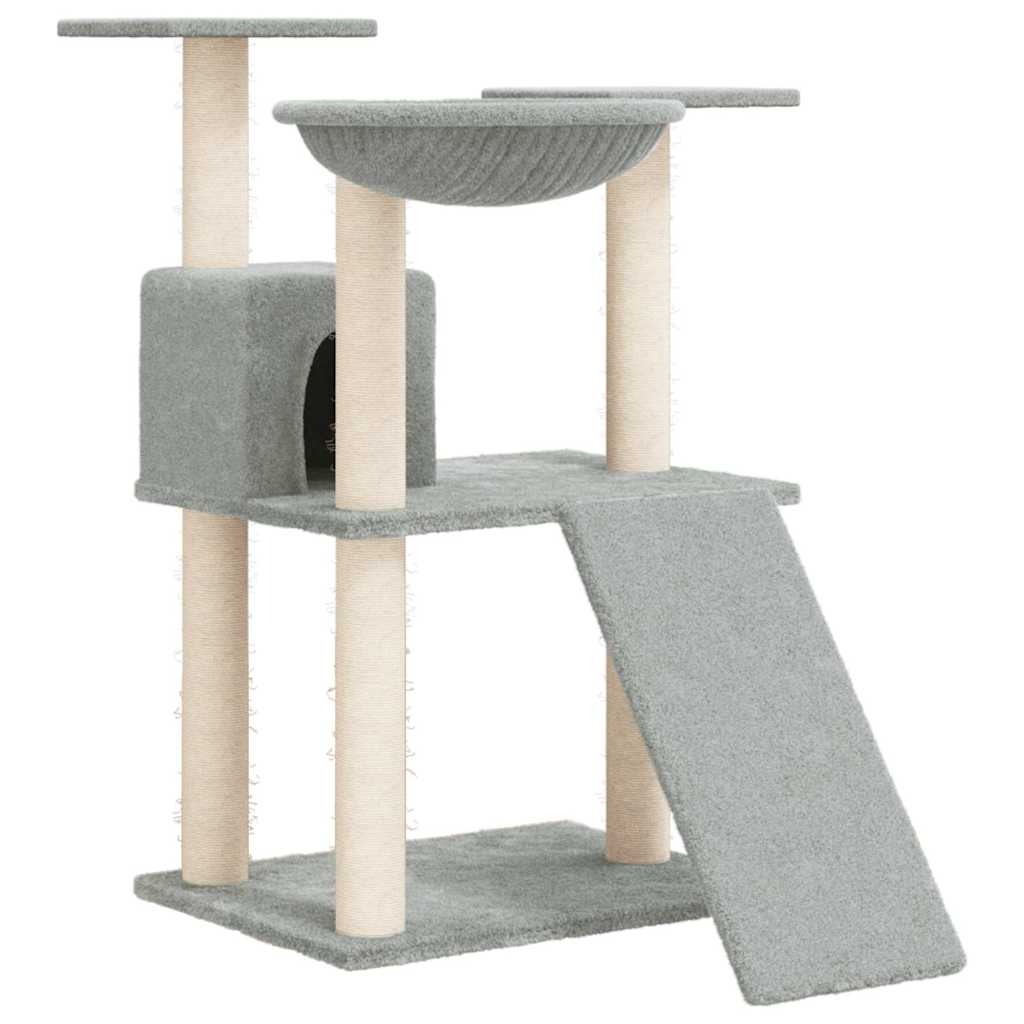 Világosszürke macskabútor szizál kaparófákkal 83 cm - Image 2