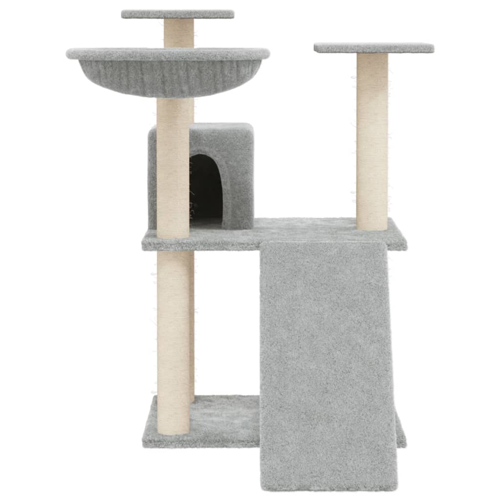 Világosszürke macskabútor szizál kaparófákkal 83 cm - Image 3