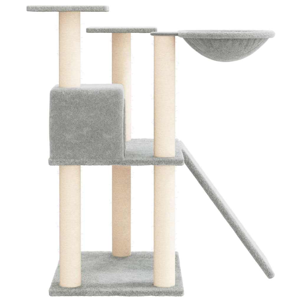 Világosszürke macskabútor szizál kaparófákkal 83 cm - Image 5