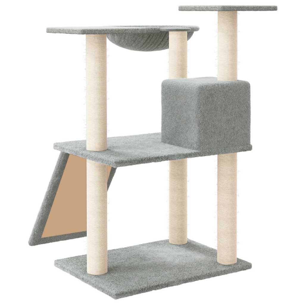 Világosszürke macskabútor szizál kaparófákkal 83 cm - Image 4