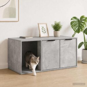 Macska ketrec bútor Betonszürke 100 x 49 x 45 cm Szerelt Fa