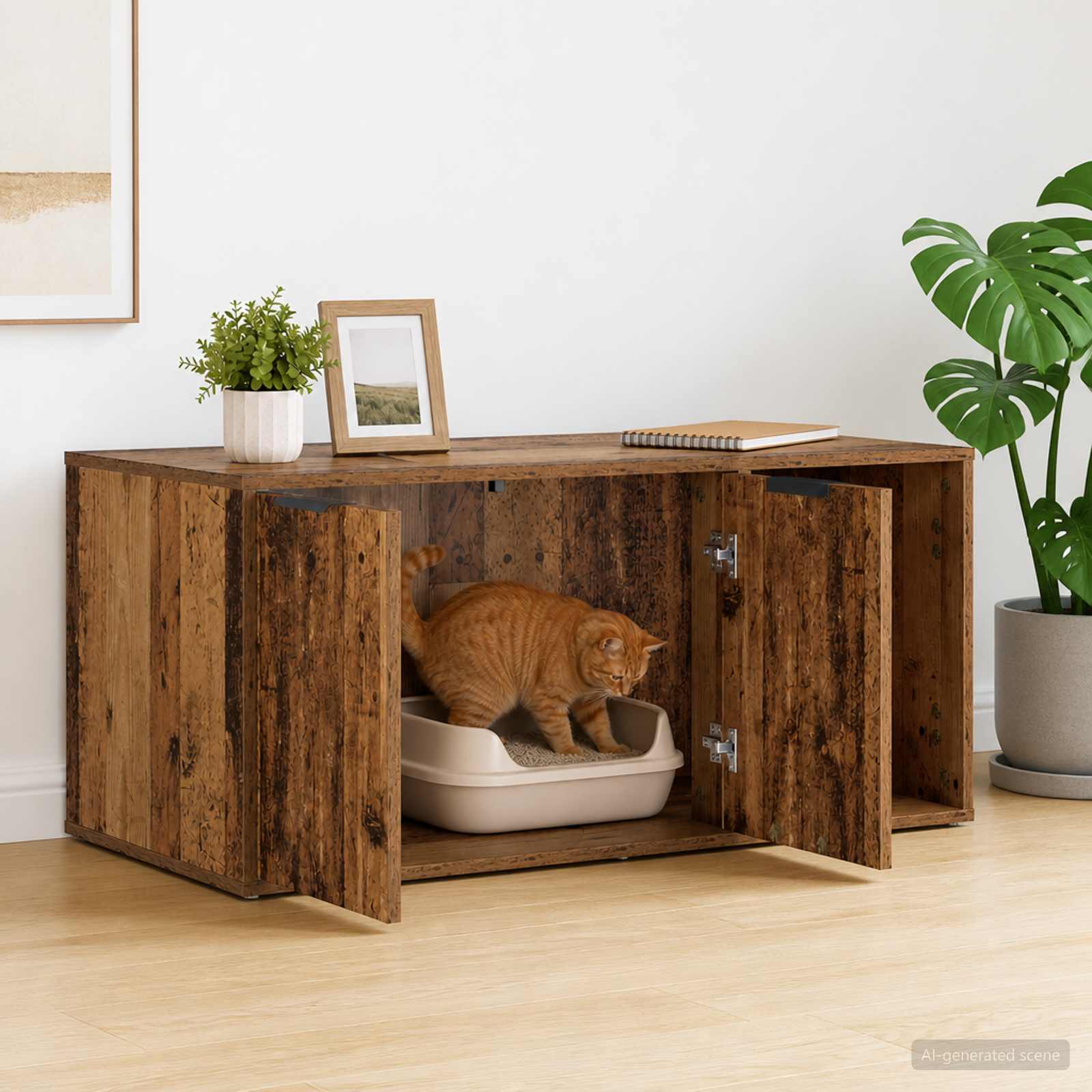 Macska ketrec bútor Antik Fa 100 x 49 x 45 cm Szerelt Fa - Image 4