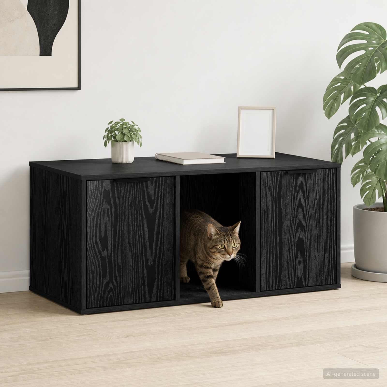 Macska ketrec bútor Fekete Tölgy 100 x 49 x 45 cm Szerelt Fa