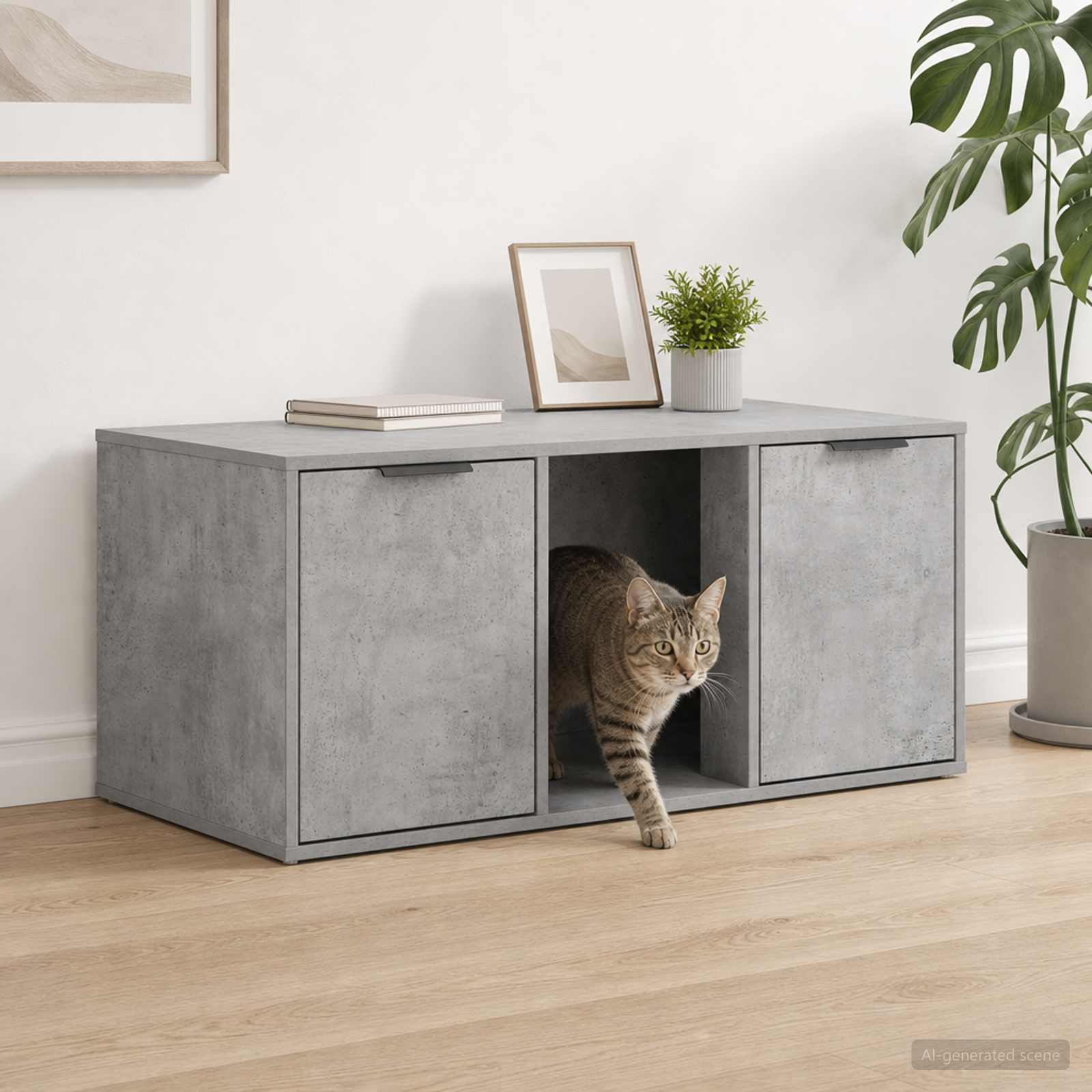 Macska ketrec bútor Betonszürke 100 x 49 x 45 cm Szerelt Fa