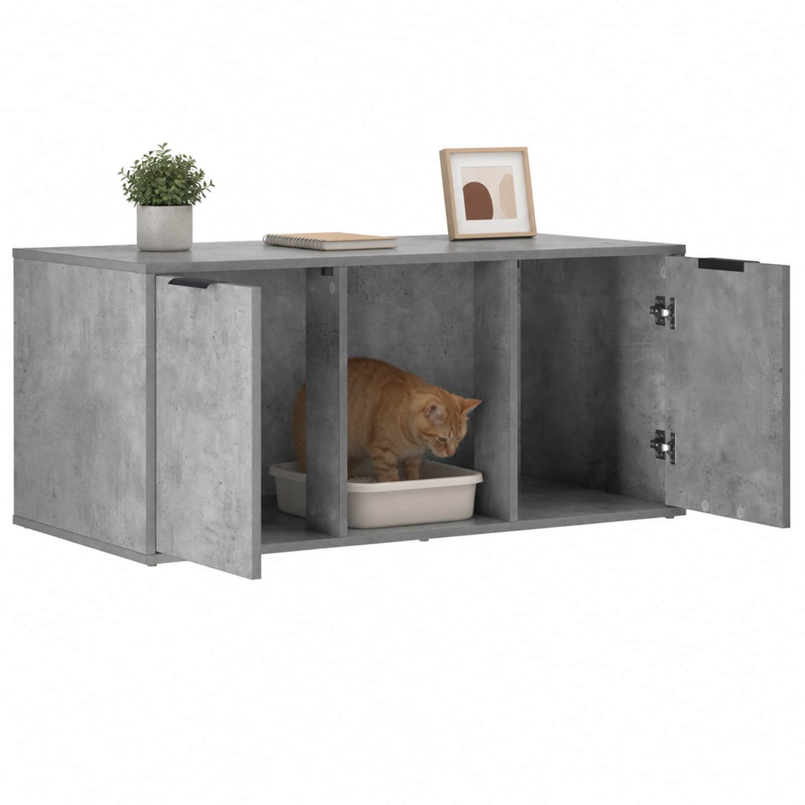 Macska ketrec bútor Betonszürke 100 x 49 x 45 cm Szerelt Fa - Image 3