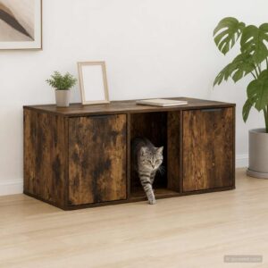 Macska ketrec bútor Füstös Tölgy 100 x 49 x 45 cm Szerelt Fa