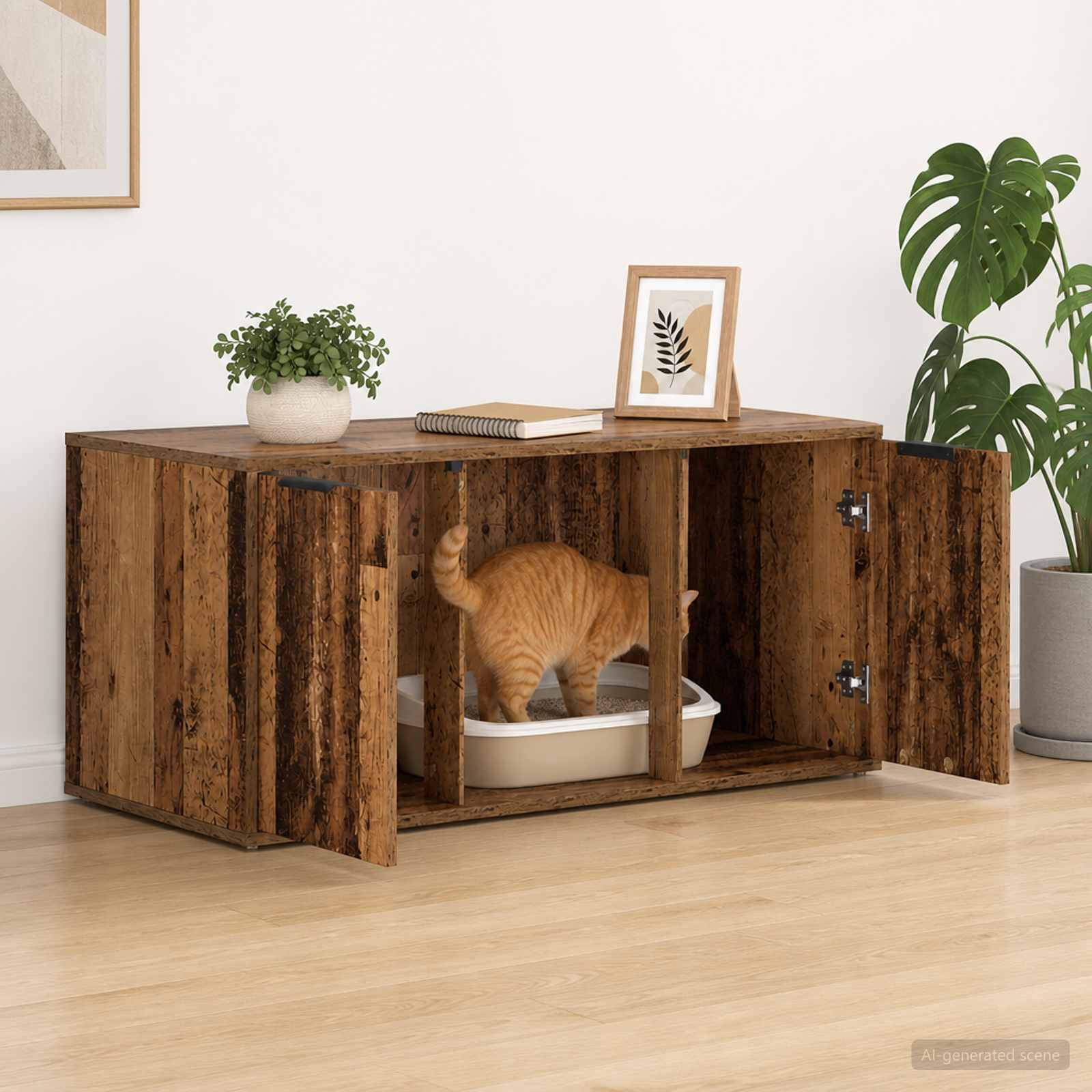 Macska ketrec bútor Antik Fa 100 x 49 x 45 cm Szerelt Fa - Image 4