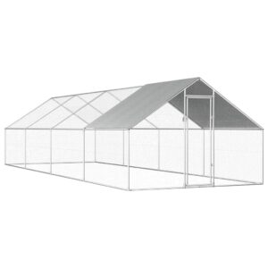 Kültéri horganyzott acél tyúkól 2,75 x 8 x 1,92 m