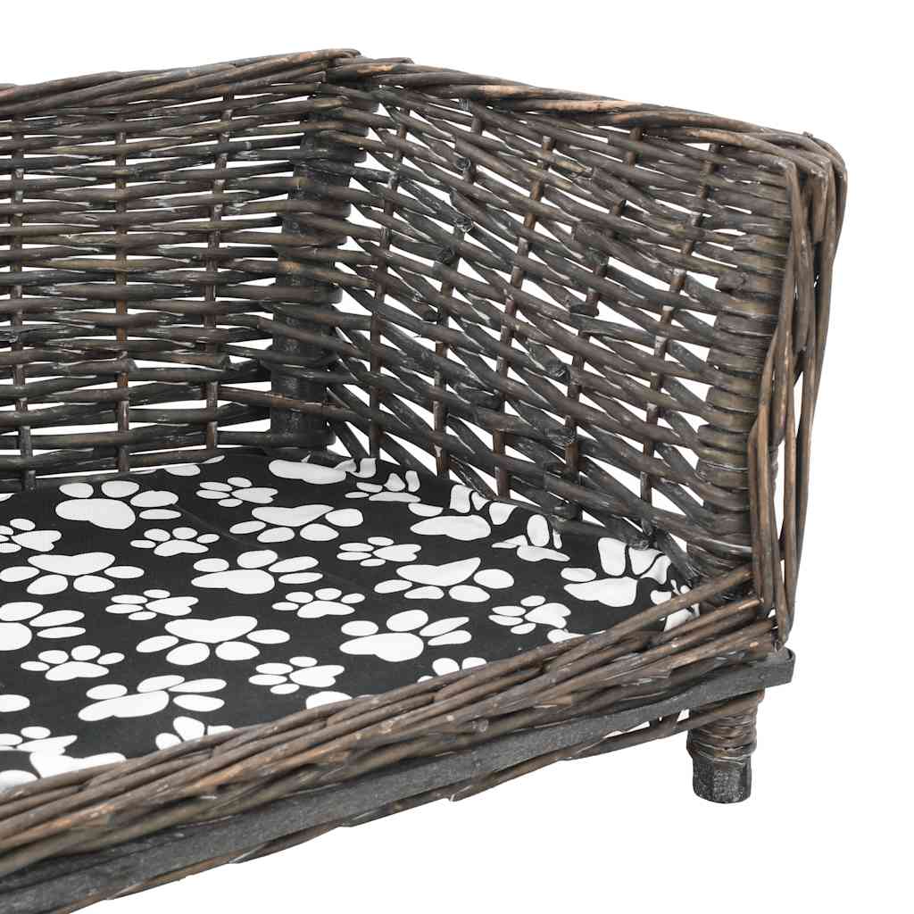 Szürke természetes fűzfa kutyakosár párnával 50 x 33 x 30 cm - Image 4