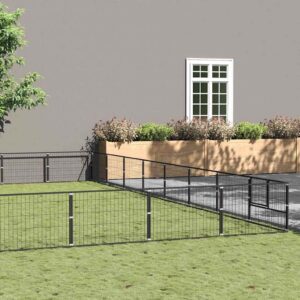 Fekete acél kutyakennel 72 m²